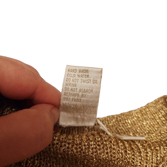 Vintage Gold Ribbed Stretchy Short Sleeve Sweater - Picture 7 of 9